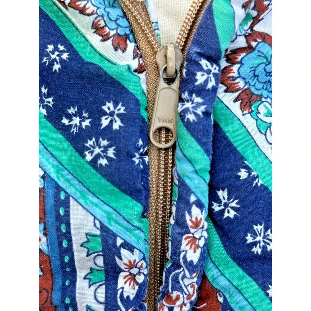 Vintage 1970s Wearable Sleeping Bag Boho Floral Patchwork Snuggi YKK Zip